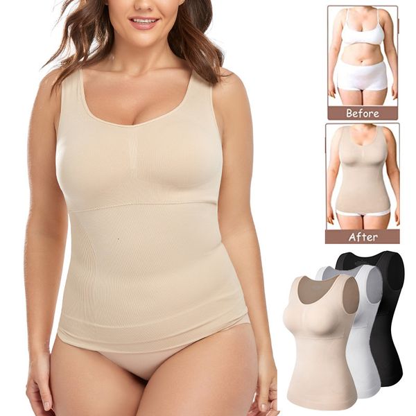 Femmes Shapers Plus Taille Soutien-Gorge Débardeur Faja Femmes Ventre Compression BodyShaper Amovible Shaper Sous-Vêtements Minceur Gilet Corset COMFREE Shapewear 230425