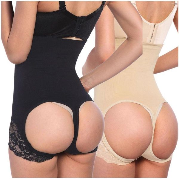 Moldeadores de mujer Talla grande Entrenador de cintura Body Shaper Hollow Out Tummy High BuLifter Mujeres Pantalones cortos firmes Shapewear Grande 4XL 3XXL