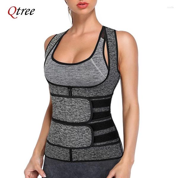 Shapers pour femmes Qtree Femmes Zipper Push Up Corps Shaper Corset Traineur Traine Contrôle Modèle Sobrave Slimming Celt Néoprène Sauna Sweat