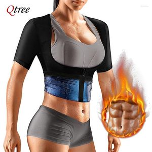 Damesjaberse qtree workout shapewear voor vrouwen gewichtsverlies sauna effect body shaper taille trainer arm slankere shirt bodybuilding trimmer