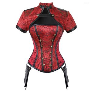 Femmes Shapers Rétro Overbust Corset Steampunk Sexy Corselet Corsets Et Bustiers Top Rouge Noir Gothique Lingerie Femmes Corps Shaper Taille