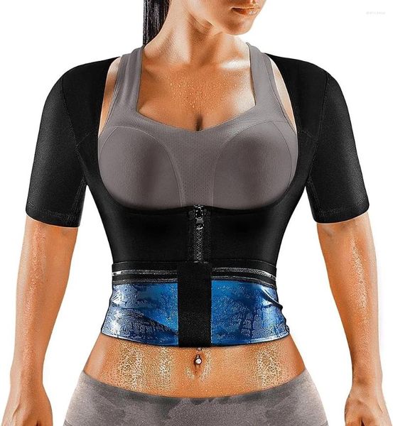 Shapers de mujer Traje de sauna para mujeres Camisa de pérdida de peso Entrenamiento Sudor Cintura Entrenador Chaleco Fitness Body Shaper Cremallera