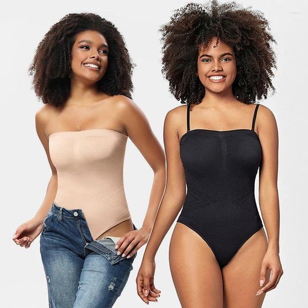 Shapers pour femmes sans couture corps complet shaper sans bretelles body contrôle du ventre shapewear string ouvert entrejambe bandoulière amovible corset cami