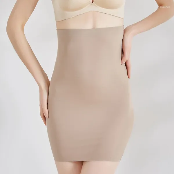 Formadores de mujeres Sin costuras Medio resbalones debajo de los vestidos Falda de cintura alta Falda Control de barriga Body Shaper BuLifter Ropa interior adelgazante