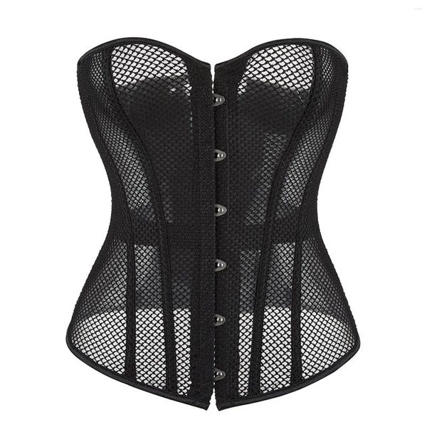 Shapers Femmes Sexy Cut Out Mesh Body Femmes Boucle sans bretelles Minceur Gaine Shapewear Overbust Lace Up Busiter Teddy Corset Sous-vêtements