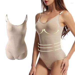 Formadores de mujeres Shapewear Body Thong Shaper para mujeres Sexy Sin costuras Estiramiento Cuerpo Sin espalda Con cuello en V Adelgazar Ropa interior Sujetador Medias