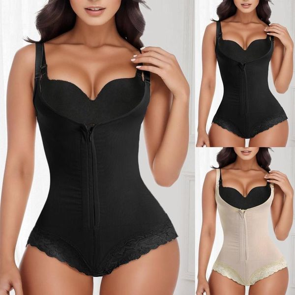 Fajas moldeadoras para mujer, Body Shaper con cremallera, mono con busto abierto, monos de gran tamaño