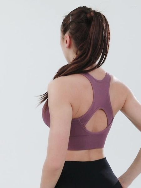 Femmes Shapers antichoc froncé évidé grande course Yoga Fitness sport soutien-gorge belle fermeture à glissière arrière sans boucle