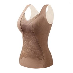 Soutien-gorge sans manches pour femmes, sous-vêtements thermiques avec dentelle pour l'hiver, chemises thermiques grandes et grandes