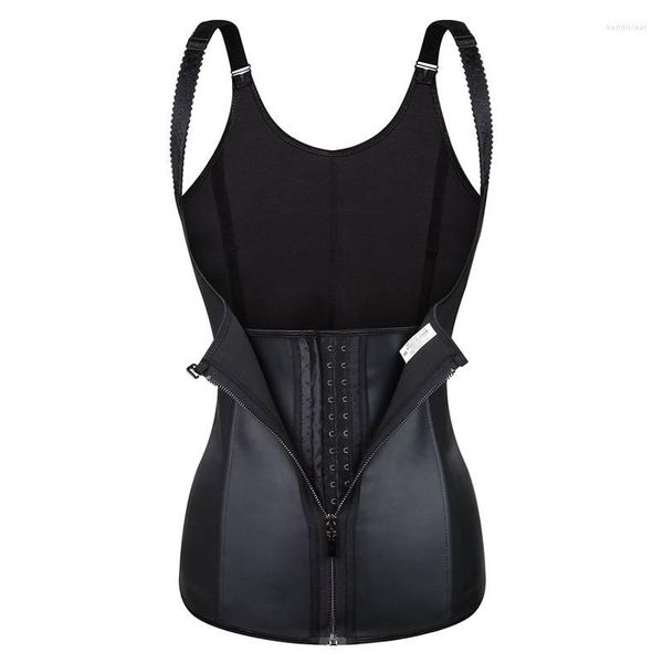 Shapers de mujer Sólido Negro Látex Body Shaper Chaleco Mujeres Adelgazamiento Corsé Cintura Entrenador Cinchers Ropa interior correctiva Slim Shapewear Cremallera