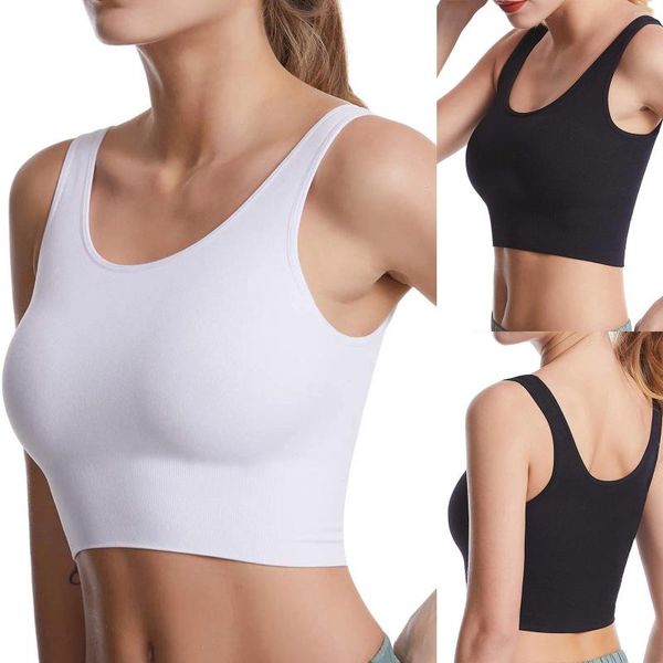 Soutien-gorge de sport pour femmes, avec rembourrage, sans hauts rembourrés, débardeur d'entraînement, sans fil, longline, Fitness, Yoga, culture