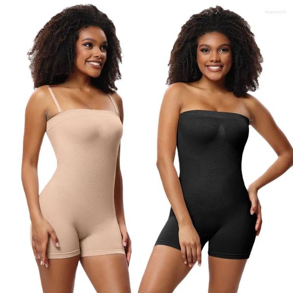 Body Shapers para mujer, Body corto sin tirantes para mujer, ropa moldeadora con control de barriga, moldeador de cuerpo esculpido sin costuras con mono con correas extraíbles