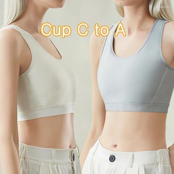 Formadores de mujeres Fuerte elasticidad Ahueca hacia fuera Transpirable Chaleco de pecho súper plano Top Lesbianas Pecho Tomboy Slim Fit Correas Tanque Sujetador deportivo