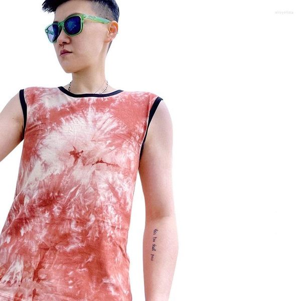 Moldeadores de mujer Tie Dye Tomboy Lesbian Singlet Vendaje Pecho Binder Hebilla lateral Tank Top FTM Mujeres Trans