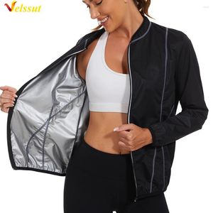 Sapers pour femmes Velsut Sauna Sweat Jacket Femme Perte de poids Top Smamit Shirt Fitness Vêtements Running Tentinit Workout Sports Vaies Sports