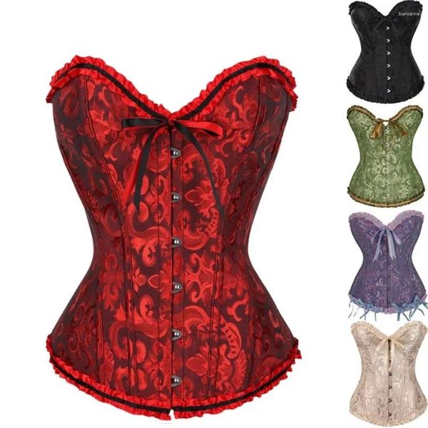 Shapers Femmes Vintage Bustier Corset Belle Floral XS-6XL Overbust Bustiers désossés Top G-String Sexy Corsets Gothiques Shapewear Fille