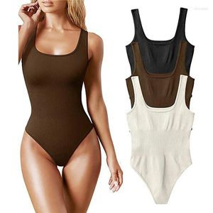 Femmes Shapers Blanc Strappy Body Sexy Dos Nu Côtelé Barboteuse String Femme Sans Manches Débardeur Corps Gant Femme