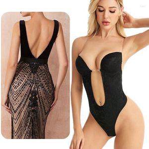 Body moldeador para mujer, moldeador de cuerpo sin espalda, Tanga sin costuras, ropa moldeadora Invisible, corsé adelgazante de realce, copa integrada, entrepierna abierta