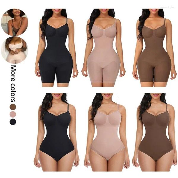 Femmes Shapers Femmes Body Sexy Dos Nu Côtelé Romper Tummy Contrôle Shapewear String Femme Sans Manches Débardeur Combinaison Body Salopette