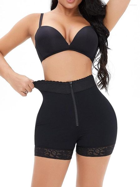 Moldeadores para mujer, bragas con Control de barriga de cintura alta para mujer, ropa moldeadora de entrenador BuLifter, pantalones cortos adelgazantes de encaje con cremallera, moldeador de cuerpo