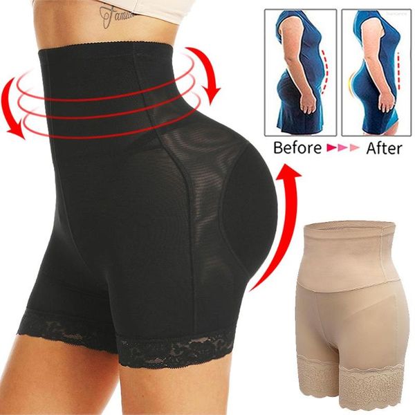 Femmes Shapers Femmes Rembourré BuLifter Body Shaper Culotte De Contrôle Du Ventre Taille Haute Dentelle Boyshort ASS Pad Shorts Hip Enhancer Shapewear