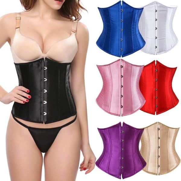 Femmes Shapers femmes Sexy Satin à lacets Court Corset gilet de mariée taille mince Shapewear sous-vêtements ceinture sous le buste modélisation sangle