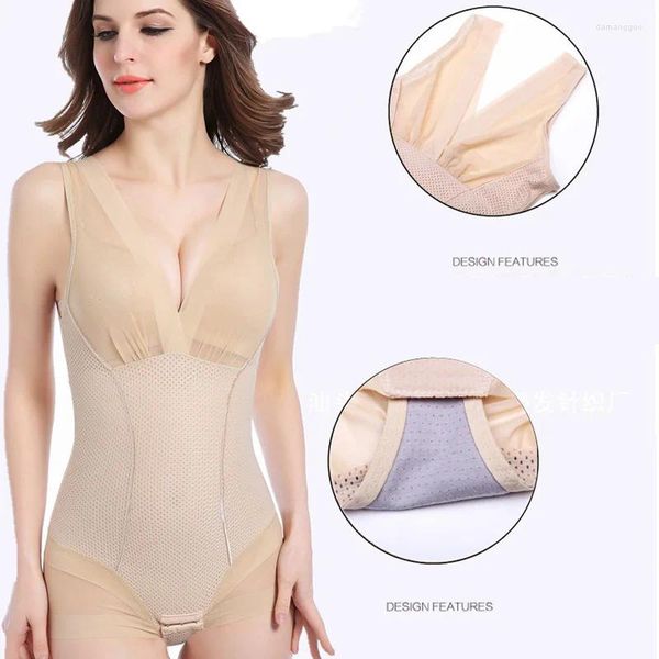 Formadores de mujeres Mujeres Verano Shapewear Slim Fit Body Shaper V Cuello Elástico Sin costura Ropa interior femenina JS24