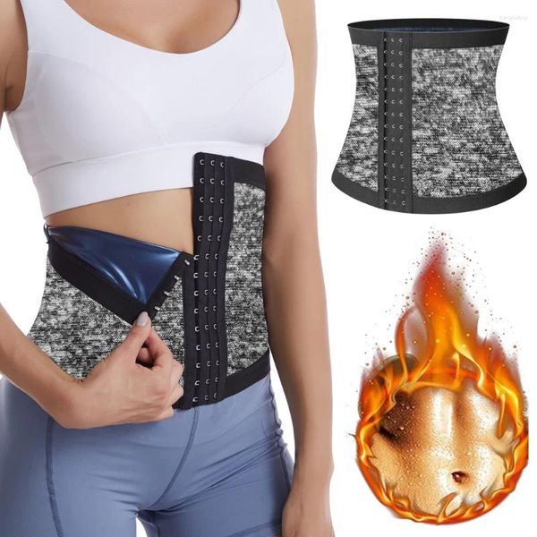 Formadores de mujeres Mujeres Entrenador de cintura Body Shaper Gym Corsés Fat Burn Blue Silver Heat Training Faja Slim Corset Tummy