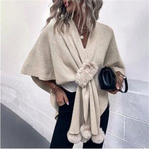 Dames sjaal cape jas onregelmatige kinting mantel trui dames losse pullovers herfst winter oversized warme pancho femme gc1673 316n