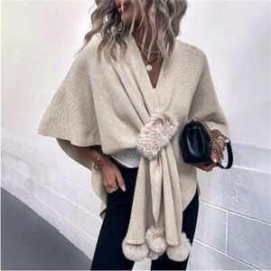 Dames sjaal cape jas onregelmatige kinting mantel trui vrouwen losse pullovers herfst winter oversized warme pancho femme gc1673 2781