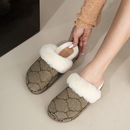 Dames pantoffels van schapenvacht Huisslipper voor dames Designer bont sandaal Luxe wol Fuzzy slippers Winter binnen kantoor casual Harige platte sandalen Pluizige flip flop