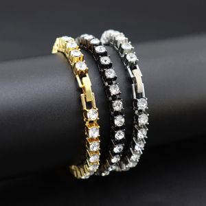 Bracelet de diamant de pavé de cristal brillant pour femmes 5 mm chaîne de tennis Men de hip hop style clair diamant simulé 8 pouces bracelet diamant de tennis