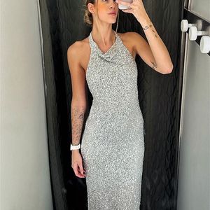 Vestido largo con lentejuelas brillantes y espalda descubierta para mujer, pantalones de fiesta ultrafinos sin mangas para banquete, Vestidos sexis de moda para mujer 240116