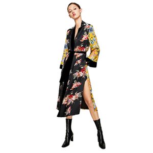 Dameshemd Boho Kimono Lange vest Floral Lange mouw Flare Sleeve Oversized Geel Blouse Blusas Mujer de Moda Q190425