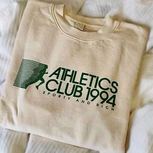 Femmes S Shirt Été Vintage Style Athletics Club 1994 Lettres Impression Kaki T-shirt À Manches Courtes Lâche Coton Casual Esthétique Tees