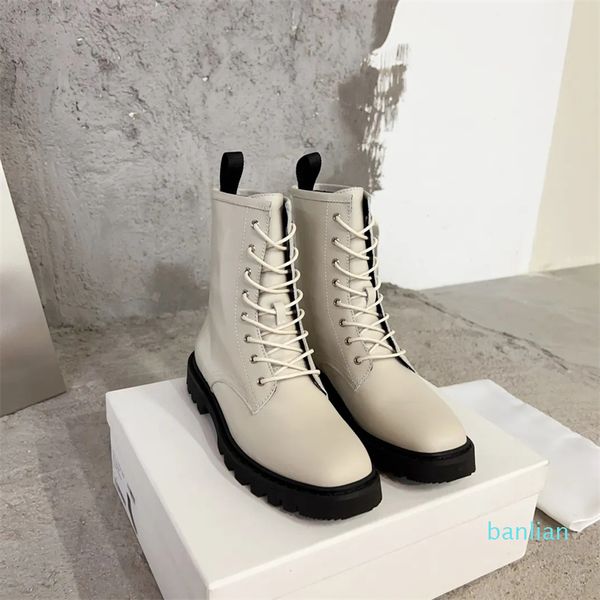Chaussures pour femmes bottes Marten à lacets en cuir défilé de mode piste Rock Roll Style de rue