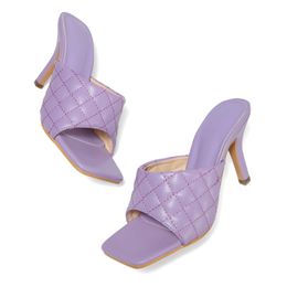Chaussures pour femmes couleur bonbon mode talons hauts à carreaux sandales à talons hauts à bout ouvert sandales pour femmes rhery43yj56