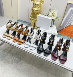 chaussures pour femmes designer talons hauts sandales Stiletto en cuir véritable bouton doré sandale conception de fermeture à glissière arrière pour les femmes mode élégante fête mariage usine de chaussures chaussure