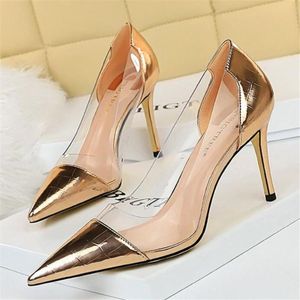 Damesschoenen sexy dames puntige teen transparante luxe luxe hoogwaardige 9 cm hakken maat 3-8 9 maiernis jurk