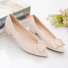 Zapatos de mujer Zapatos individuales para mujer entresuela de primavera y otoño con zapatos Mary Jane de cuero suave y puntiagudo poco profundo 240116