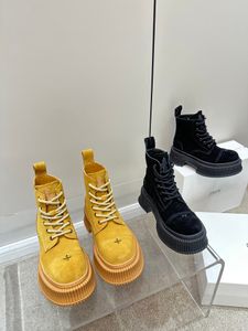 Bottes courtes pour femmes smfk Martin bottes bottes à lacets de créateur de luxe Vintage en daim fond épais à lacets bottes occidentales bottes courtes de combat du désert TAILLE 35-40