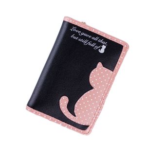 Femmes Court Style Coréen Mignon Hit Couleur Chat Dot Étudiant Zipper Portefeuille Dasual Portefeuilles Titulaire De La Carte