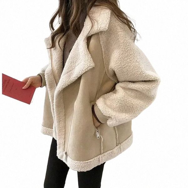 Veste de moto courte pour femme Manteau en laine Femme Fiable 2023 Manteau de fourrure en mélange de laine en vrac 95yC #