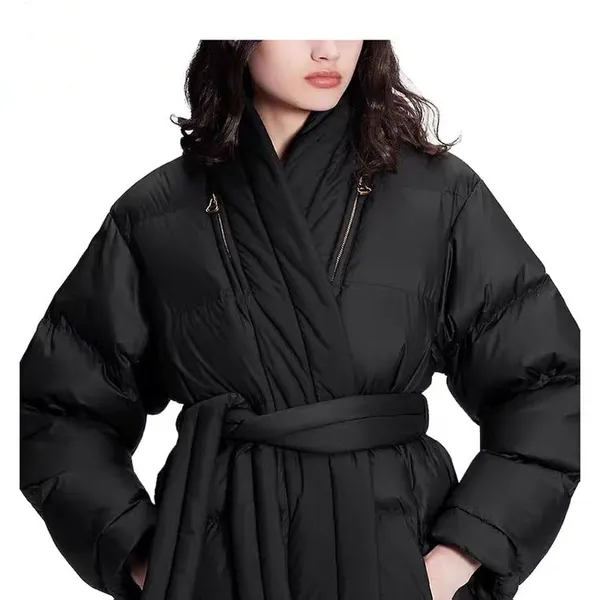 Veste longue en duvet pour femme parkas en coton manteau tunique chaude hiver manteau coupe-vent extérieur pour femme doublure lettres vintage conception de fleurs de qualité supérieure