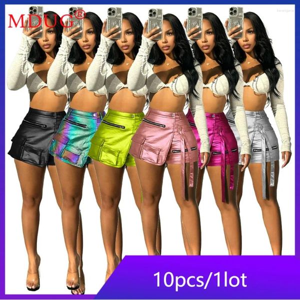 Shorts pour femmes 10pcs articles en vrac en gros lots y2k pour les femmes 2024 été haute streth irrégulière cargo a-line poche pantalon court m13313