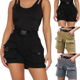 Shorts voor dames 1 st. Vrouwen vracht met riem met hoge taille straatstijl Multi-zakken multi-zakken kont-liftcasual dagelijkse slijtage korte broek