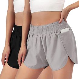 Shorts pour femmes 2 PC Femmes Casual Bas irréguliers Poches Fitness Solide Taille Haute Pantalon Courir Sports Lâches