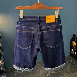 Shorts pour femmes 2014 Summer Sumhed Denim Shorts pour hommes Mode Imprimé Shorts droits Bermudes Elastic Blue foncé Y240425