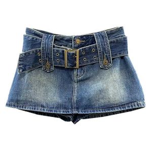 Shorts voor dames 2022 Zomer nieuwe dames sexy ultra retro high taille slank een lijn bodycon rok met riem y240425