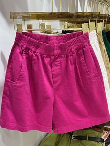 Dames shorts 2023 denim astic taille katoen breed been korte dame mooie casual roze rode solide zomer voor vrouwen 230426